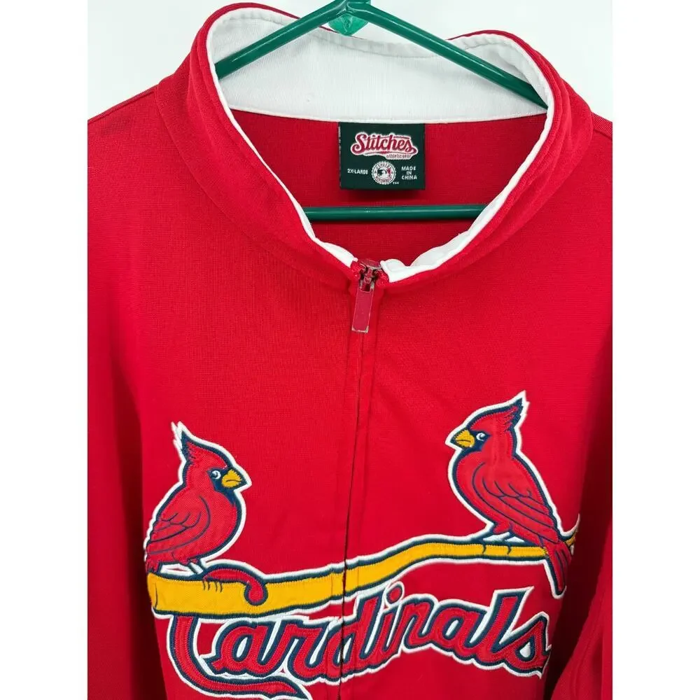 St Louis Cardinals Full Zip Jacket Stitches MLB Baseball Fan Red Jacket 2XL
